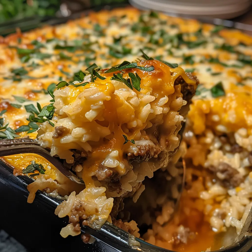 Cheesy Hamburger Rice Casserole