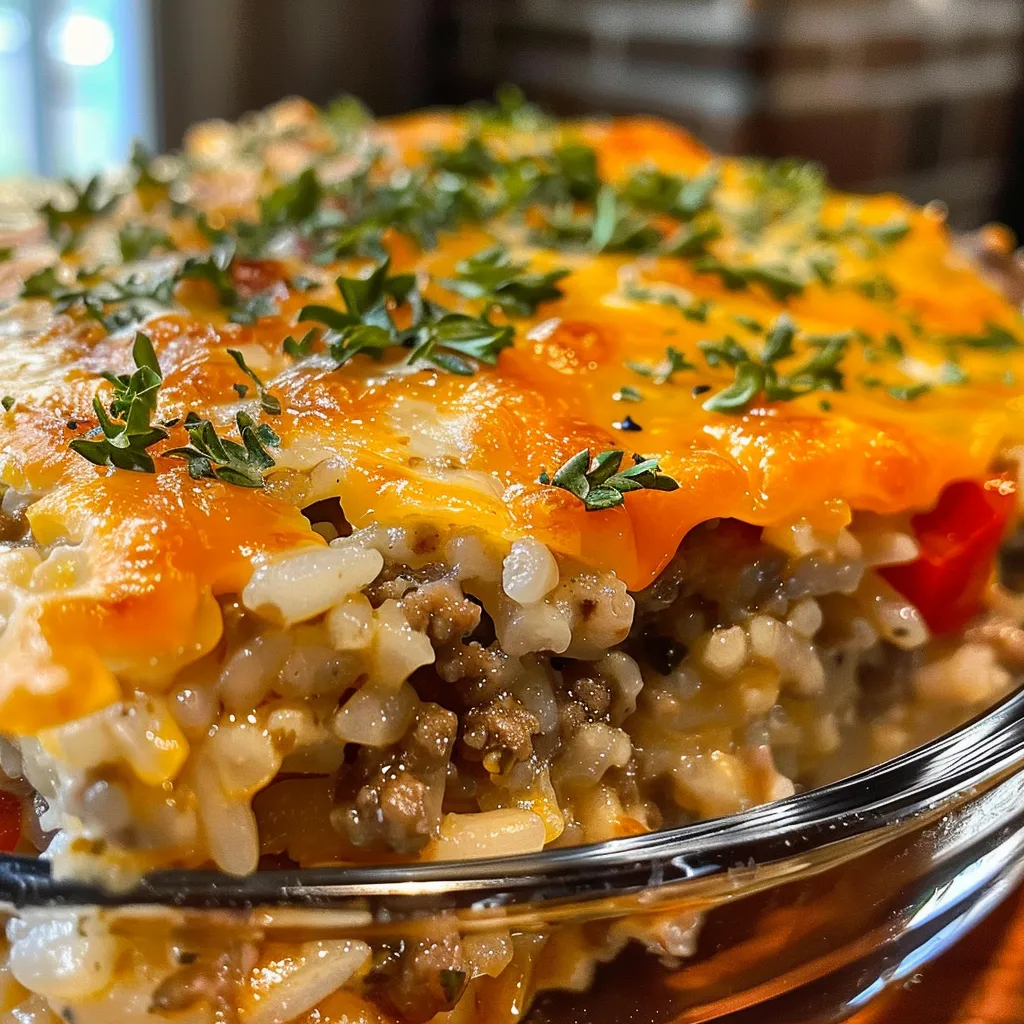 Cheesy Hamburger Rice Casserole