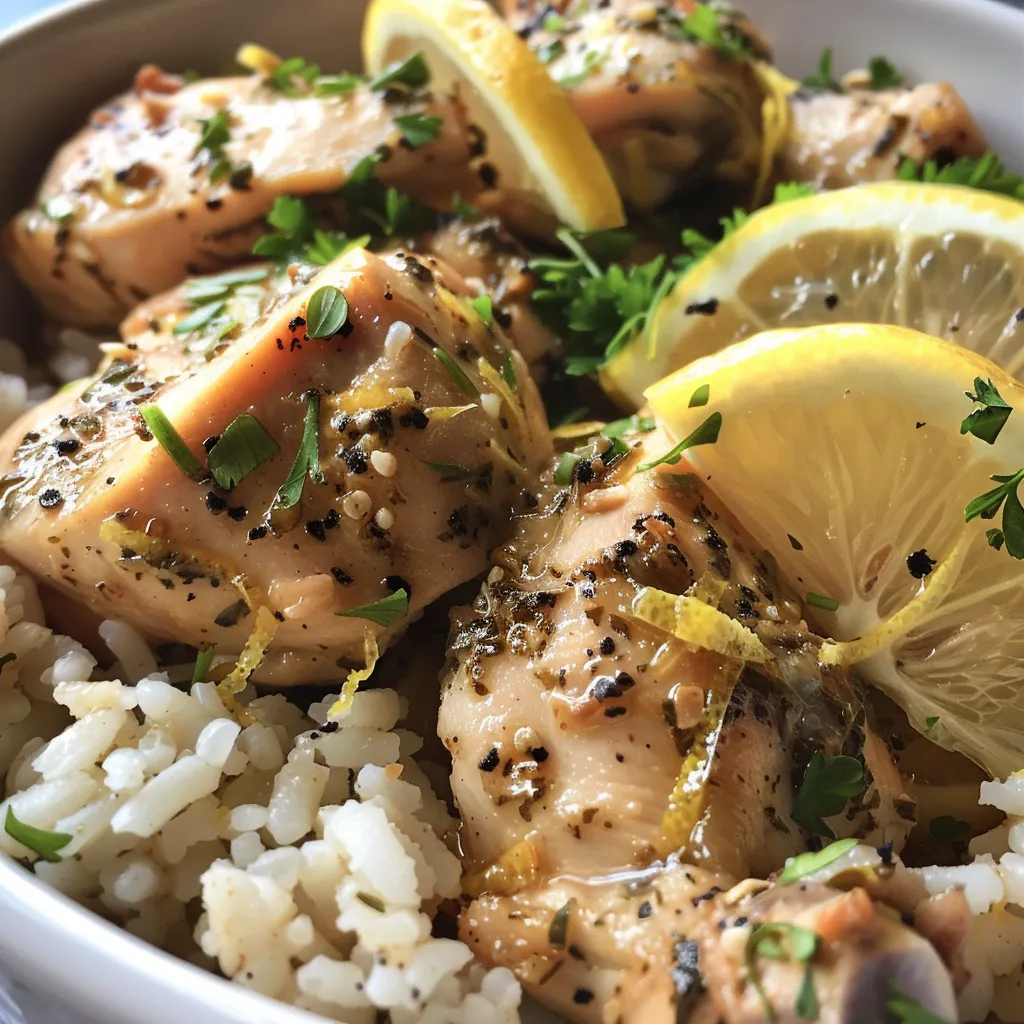 Slow Cooker Lemon Herb Chicken and Rice