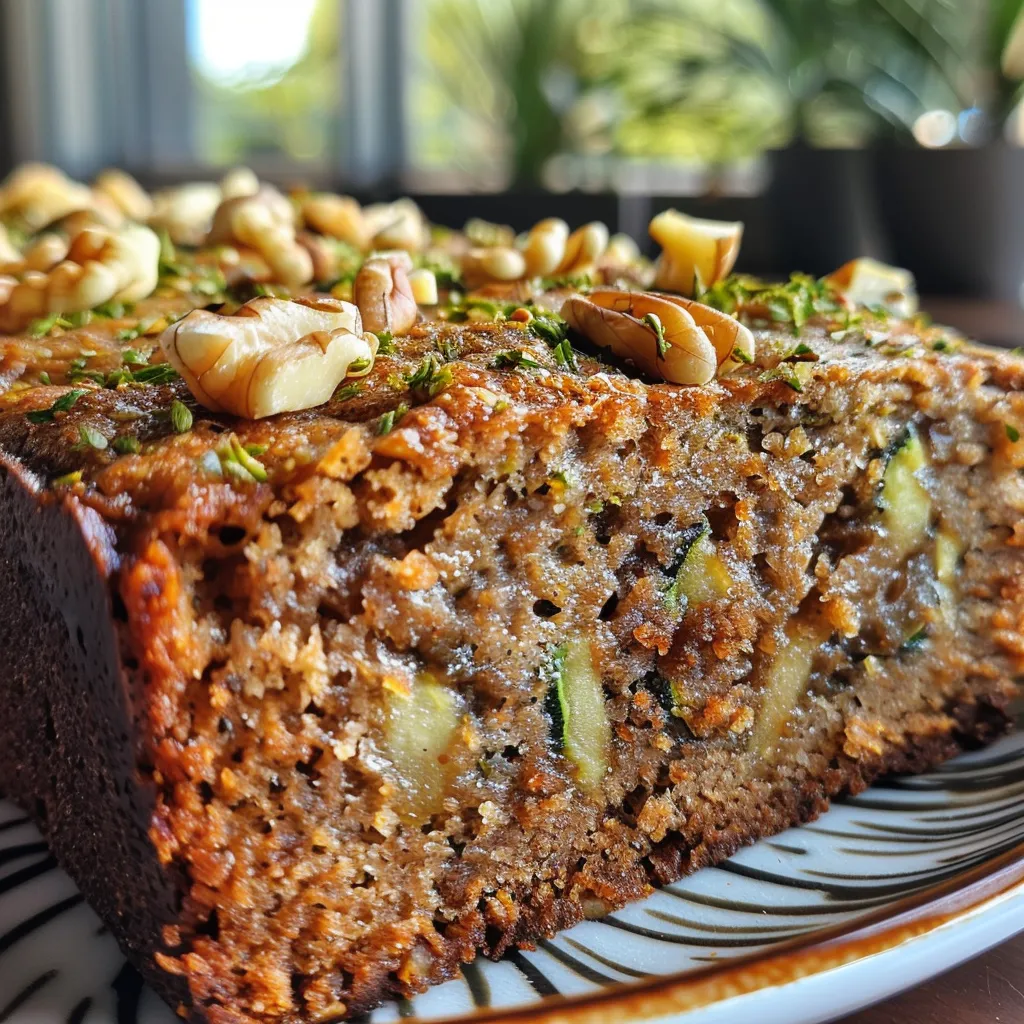 Lockerer Kuchen mit Zucchetti, Apfel und Baumnussen