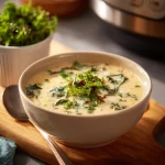 Close-up of creamy macaroni and cheese in a crock pot, showcasing melted cheddar and a smooth texture.