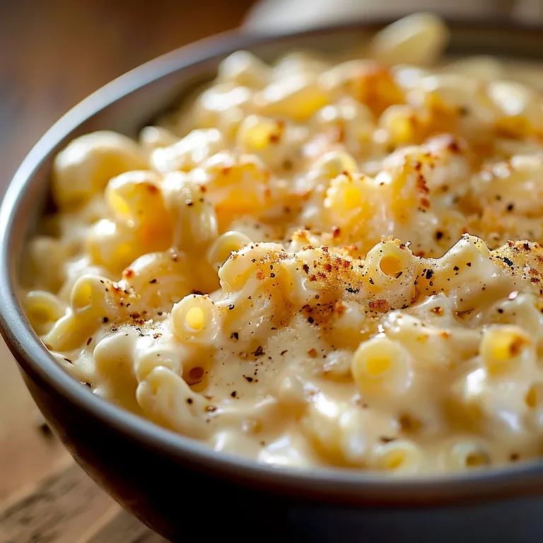 Creamy macaroni and cheese in a bowl, showcasing melted cheese and elbow pasta.