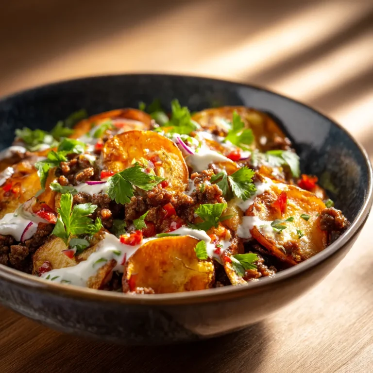 A vibrant Sweet Potato Taco Bowl featuring diced sweet potatoes, black beans, corn, avocado, and cherry tomatoes in a rustic bowl.