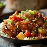 Close-up view of tender Crockpot Teriyaki Chicken with vibrant vegetables.