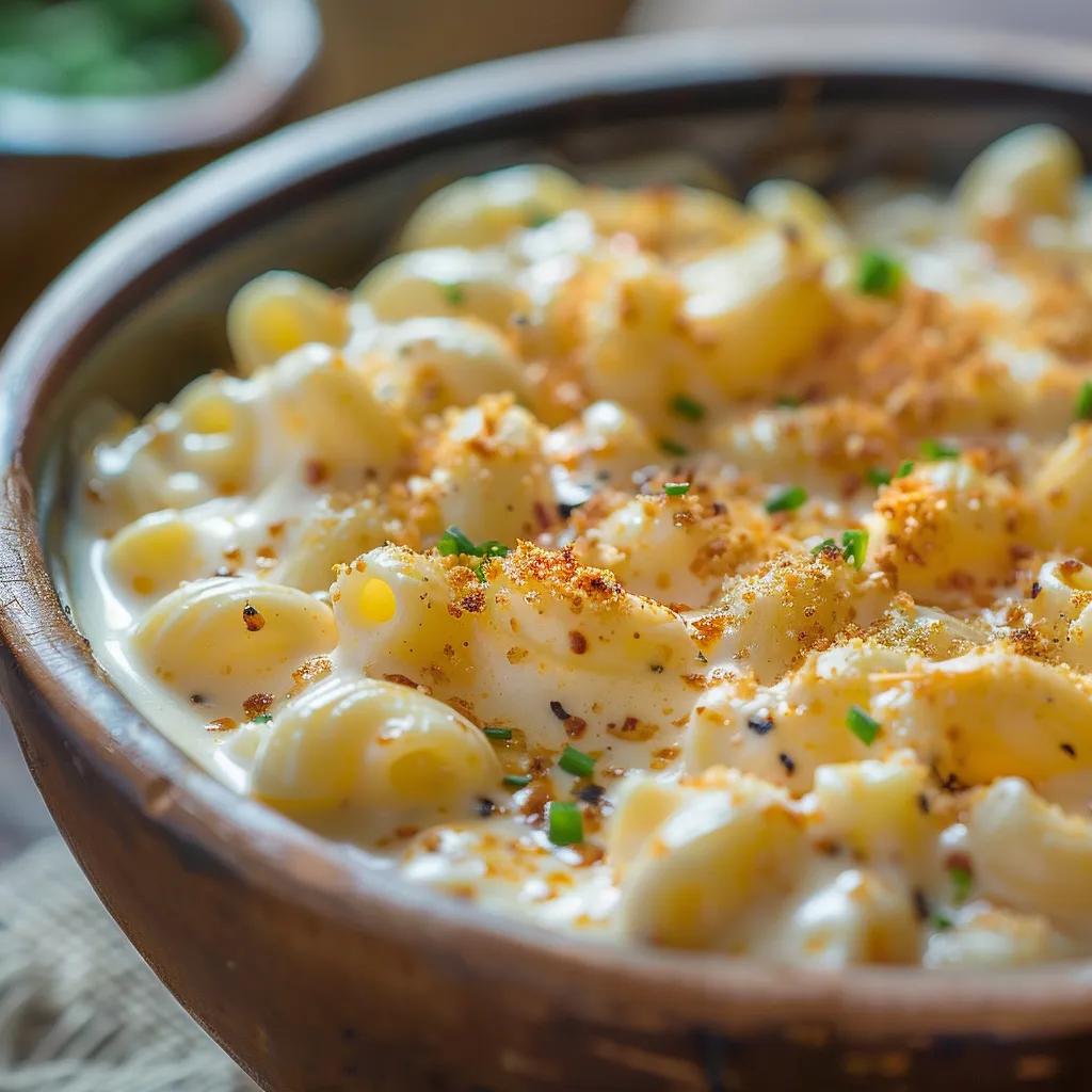 A bowl of delicious Crockpot Mac and Cheese, showcasing gooey cheese and pasta with a warm, inviting appearance.
