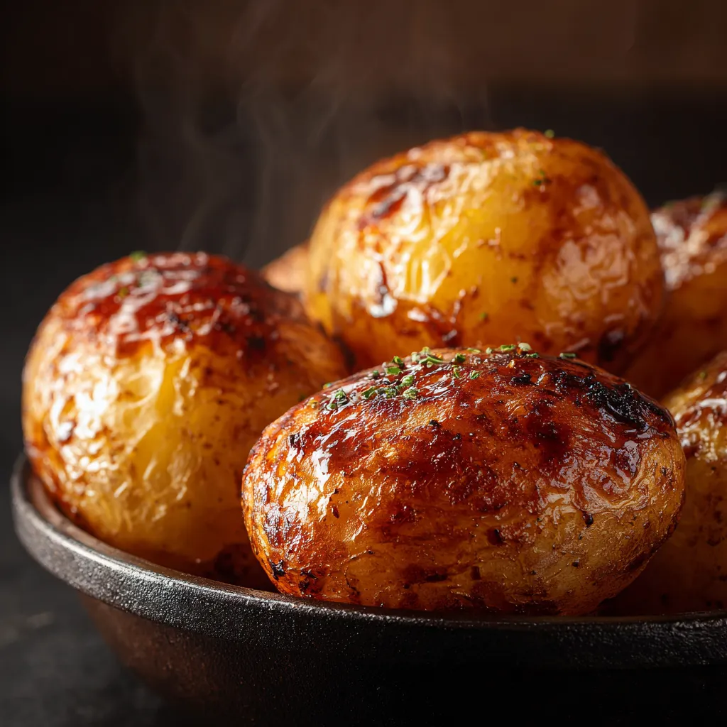 Golden-brown sweet potato cubes garnished with fresh parsley and a hint of cayenne pepper.