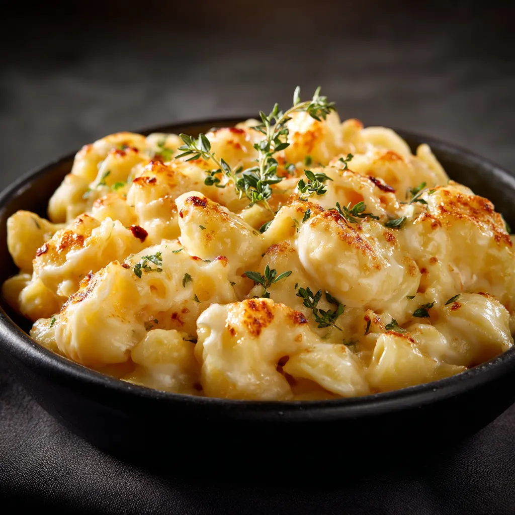 Cozy dish of Crockpot Mac N Cheese, highlighting the melted cheese and pasta.