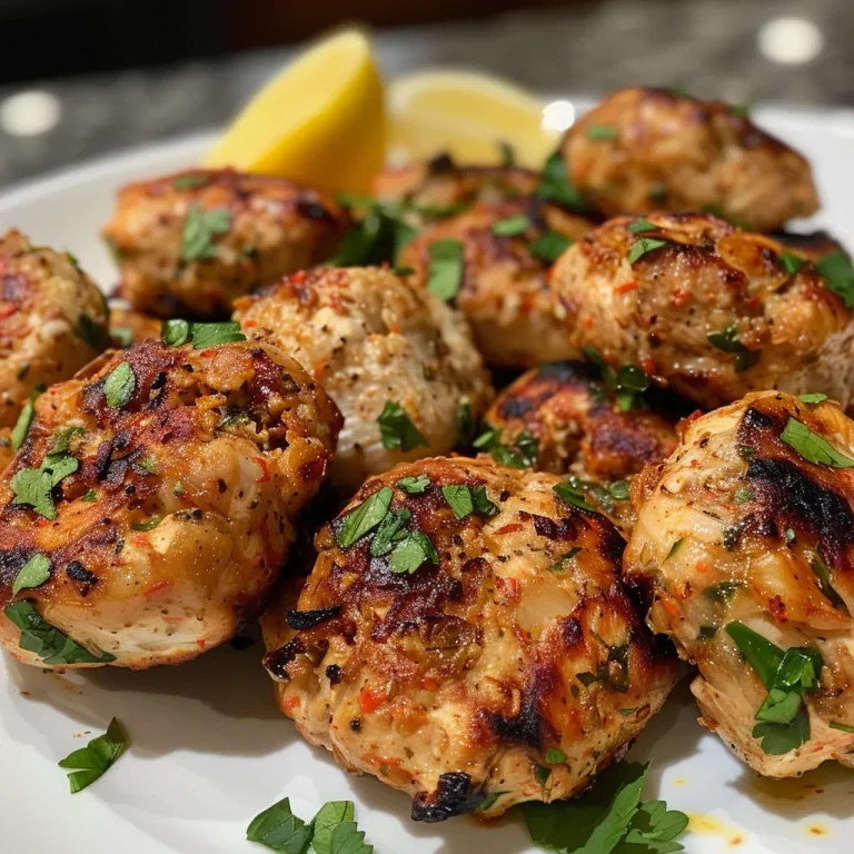 Juicy chicken kofta served with a side of garlic yogurt sauce, captured from a side view.