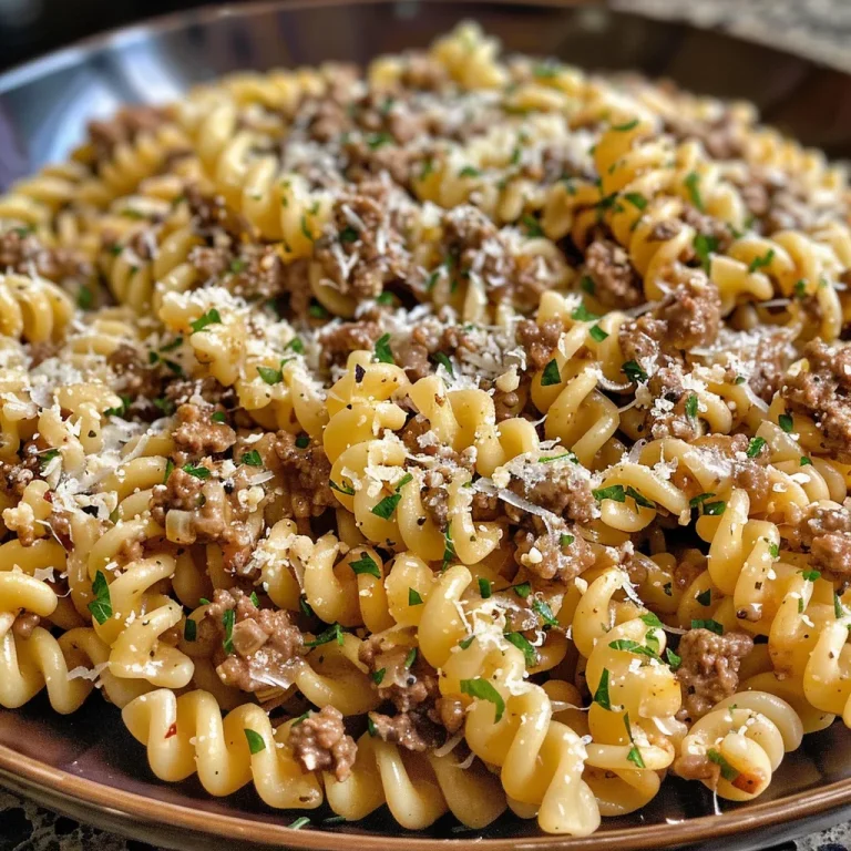 Garlic Butter Pasta with Ground Beef: A Cozy Dinner Adventure A close-up view of Garlic Butter Pasta topped with ground beef and fresh parsley.