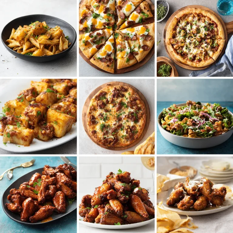 Close-up of a flavorful chicken dinner with broccoli and bell peppers.