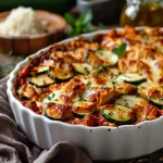 Close-up of a plate featuring One Pan Chicken with Buttered Noodles, garnished with parsley.