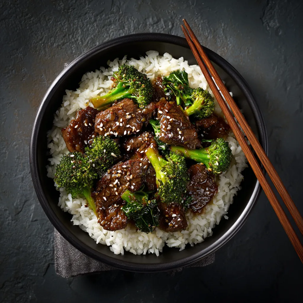 Delicious Beef and Broccoli dish arranged with bright broccoli and glossy beef in a savory sauce.