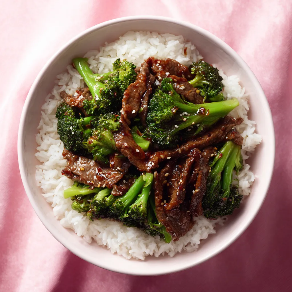 A detailed shot of an Easy Beef and Broccoli dish, with the rich colors of beef and broccoli highlighted by natural light.