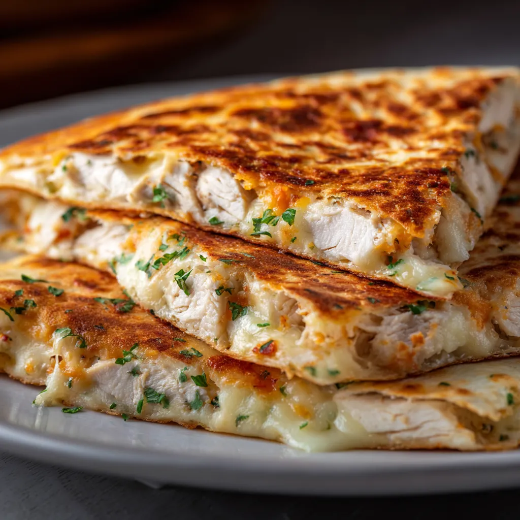 Gourmet chicken wraps filled with cheese and garlic, showcased with a soft-focused background.