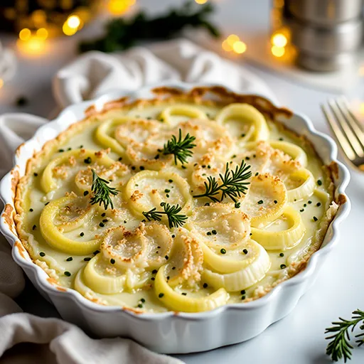 The Caramelized Onion Tart That Will Steal the Show This Holiday Season Close-up of a delicious caramelized onion tart topped with goat cheese, showing golden-brown pastry edges.