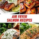 Close-up of Air Fryer BBQ Salmon fillets garnished with chopped parsley.