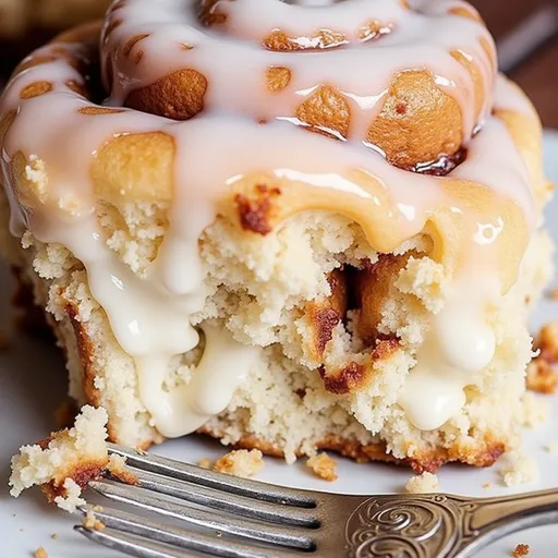 Whisking Up Warmth: The Cinnamon Rolls That Fill Your Kitchen with Joy Close-up of glossy homemade cinnamon rolls topped with creamy icing.