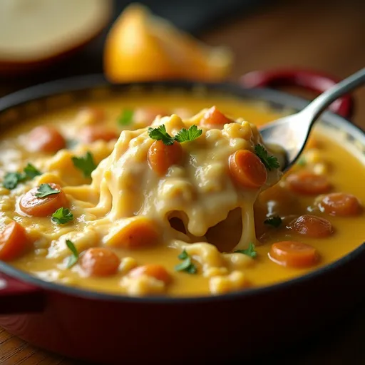 The Cozy Casserole That Feels Like Home on a Plate Close-up of a creamy chicken casserole topped with golden-brown crackers.