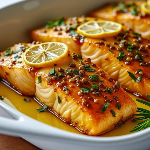 The Easy, Irresistible Salmon Recipe That Will Steal Your Heart Close-up of honey garlic butter baked salmon garnished with parsley, showcasing the glaze and texture.
