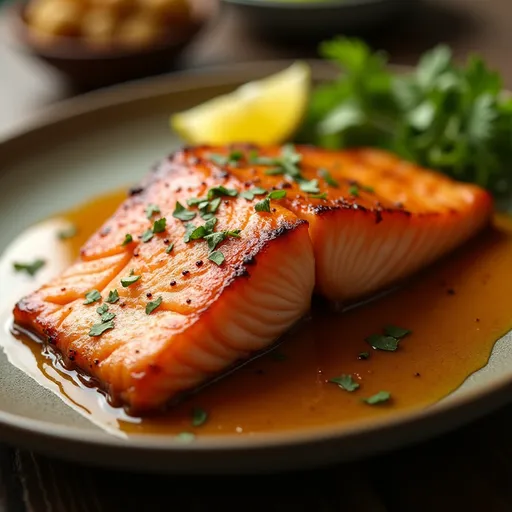 The Honey Garlic Salmon Baked That Will Turn Your Dinner Table into a Celebration Close-up of a beautifully baked Honey Garlic Salmon fillet drizzled with sauce and garnished with green onions.