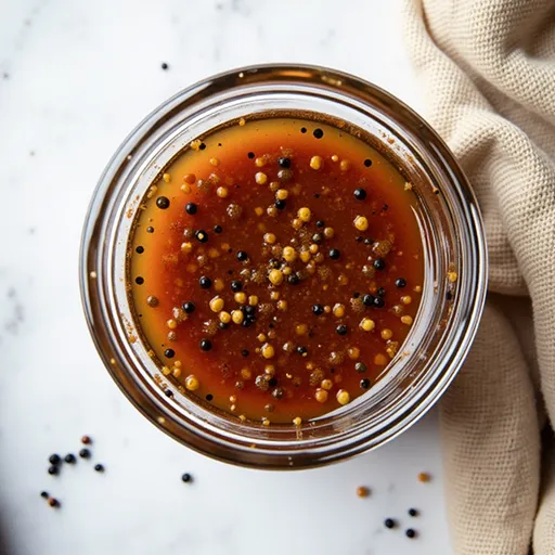 A Sweet and Tangy Symphony: The Honey Mustard Salmon Marinade You Didn’t Know You Needed Close-up of a honey mustard salmon marinade with rich textures and vibrant colors.
