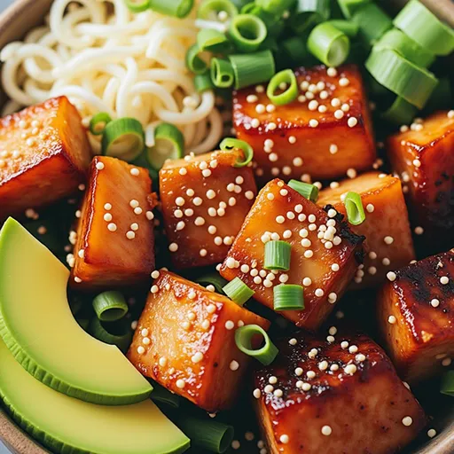 Bite-Sized Bliss: Why My Honey Garlic Salmon Bowl Feels Like a Cozy Evening at Home A close-up of a Honey Garlic Salmon Bites Bowl featuring bite-sized salmon pieces, rice, and garnishes.