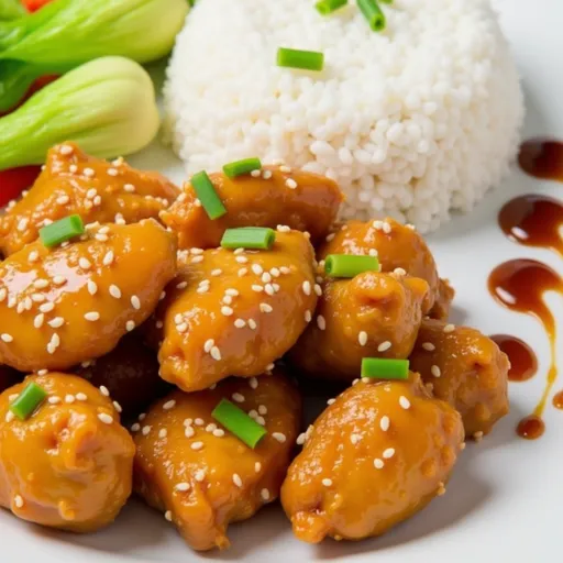 Sweet and Savory Bliss: The Chinese Honey Chicken That Steals the Show Close-up of Chinese Honey Chicken with a glossy glaze and crispy coating.