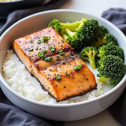 Why This Zesty Air Fryer Honey Garlic Salmon Will Steal the Show at Dinner Close-up of honey garlic salmon fillet drizzled with sauce and garnished with green onions.