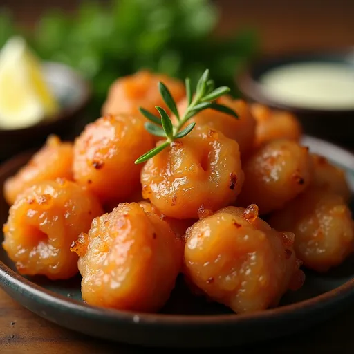 Sweet and Savory Magic: Air Fryer Honey Garlic Salmon Bites That Steal the Show Close-up of golden-brown honey garlic salmon bites garnished with green onions.