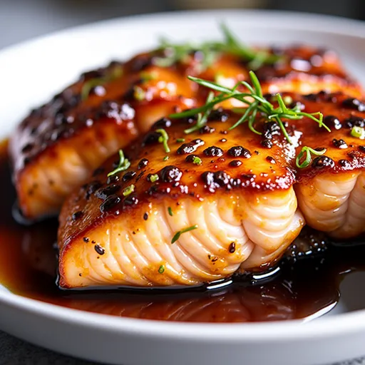 A Whimsical Dance of Flavors: My Honey Garlic Salmon Recipe A close-up of a perfectly cooked Honey Garlic Salmon fillet drizzled with sauce, garnished with green onions.