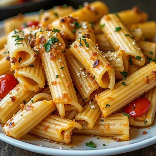 Unveiling the Pasta Dish That Will Steal Your Heart Close-up of a bowl of pasta with cherry tomatoes and spinach, garnished with parmesan and basil.
