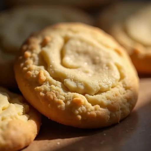 Sweet Nostalgia: The Sugar Cookie Recipe That Takes Me Back Close-up of a soft sugar cookie decorated with sugar, showcasing texture and warm lighting.