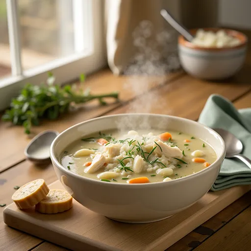 Fall in Love with Every Spoonful: My Marry Me Chicken Soup Journey Close-up shot of Marry Me Chicken Soup in a bowl, featuring visible chunks of chicken and vegetables.