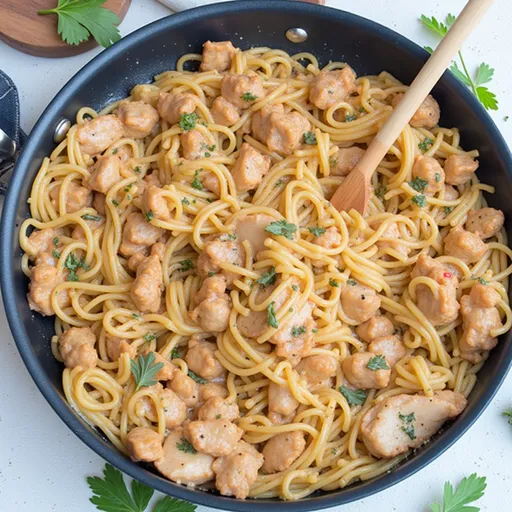 Creamy Marry Me Chicken Pasta on a plate, garnished with fresh parsley.