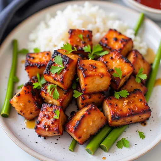 Crispy Air Fryer Salmon Bites with a sprinkle of chopped parsley, captured in soft natural light.