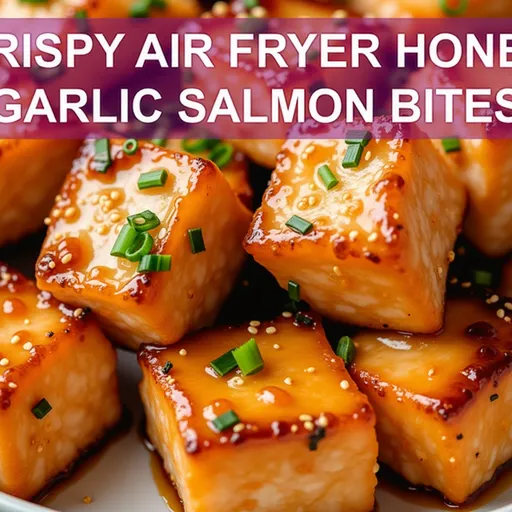 Delicious salmon pieces glistening with honey garlic sauce, displayed on a plate.