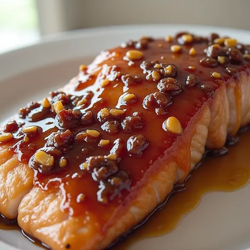 A delicious Easy Honey Garlic Salmon dish presented on a plate, showcasing its glossy glaze and tender texture.