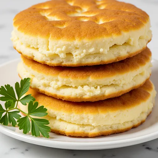 Soft and airy cloud bread made from cottage cheese, captured in warm natural light, showing its texture.