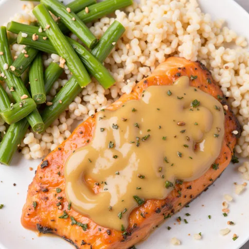 Detailed view of air-fried salmon fillets, highlighting their texture and color in natural light.