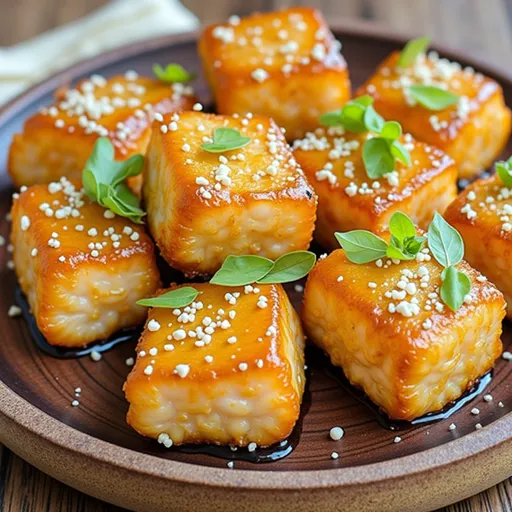 Appetizing salmon bites arranged attractively, highlighting their crispy texture and vibrant colors.