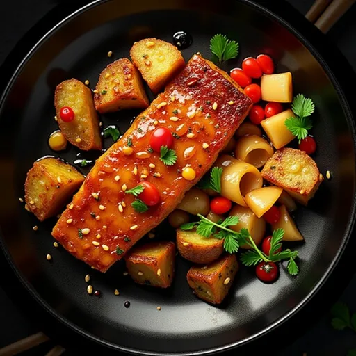 Detailed image of cooked Chinese cabbage in oyster sauce, highlighting soft shadows and rich colors.