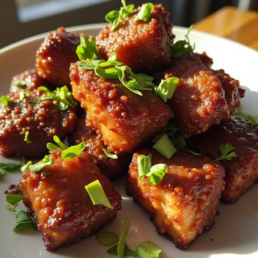 Appetizing honey garlic salmon bites showcasing a golden glaze and rich texture.