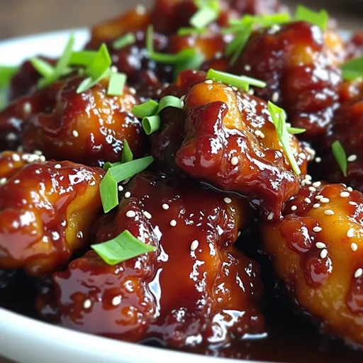 A plate of savory honey glazed chicken bites arranged neatly, showcasing their texture and garnishes.