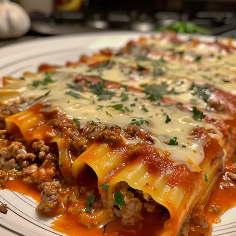 The Beef and Cheese Manicotti That Will Make Your Heart Sing Close-up of beef and cheese manicotti on a plate, showcasing melted cheese and sauce.