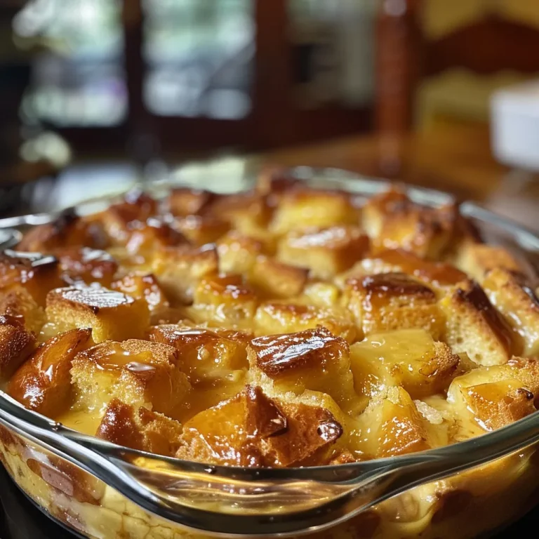 The Bread Pudding That Wraps You in a Sweet Embrace Close-up view of a golden-brown bread pudding topped with raisins.