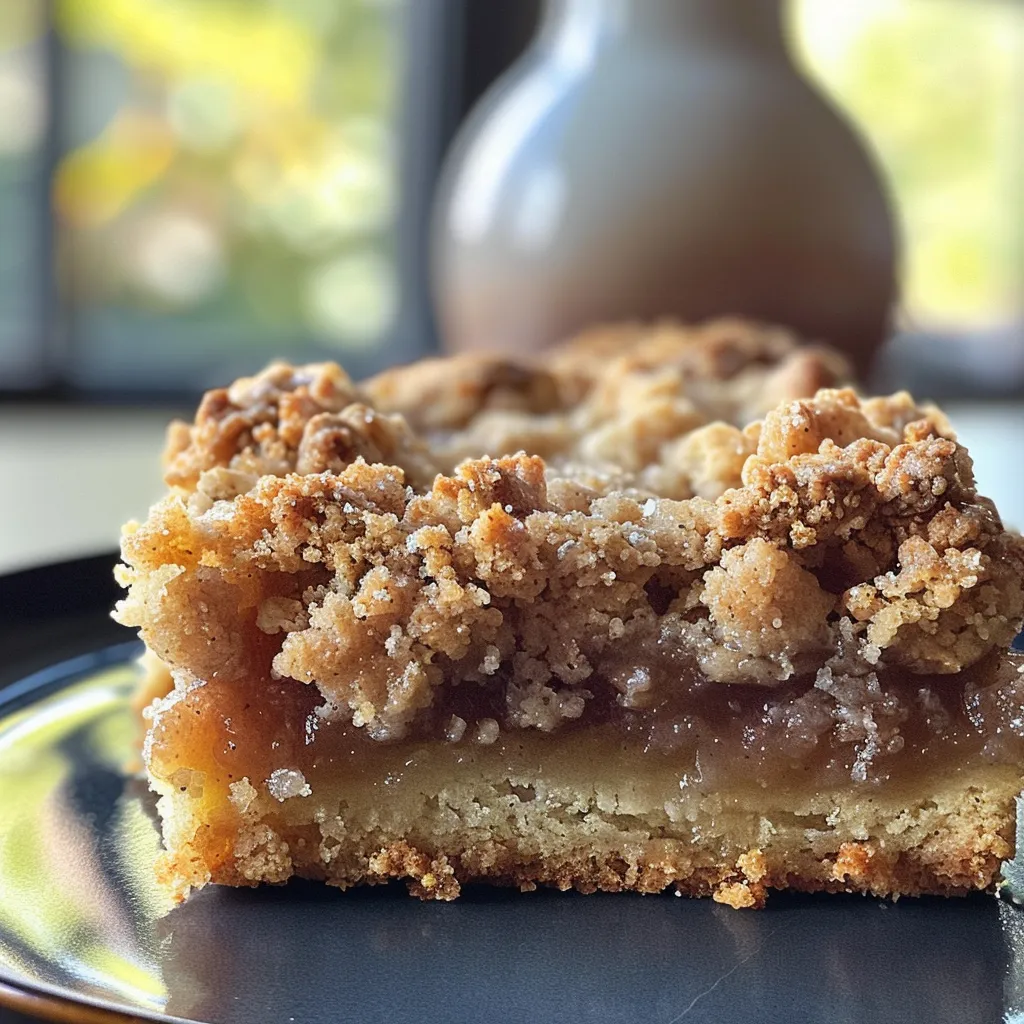 Delicious, crumbly butter streusel topping displayed from the side.