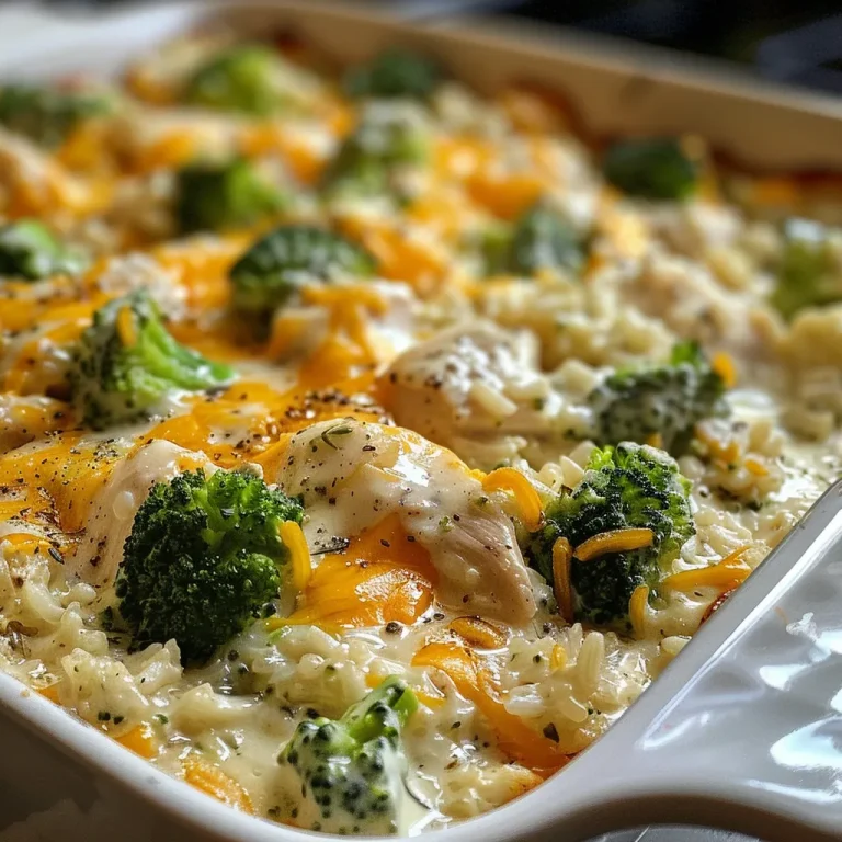 Close-up view of a creamy chicken broccoli rice casserole topped with crushed Ritz crackers.