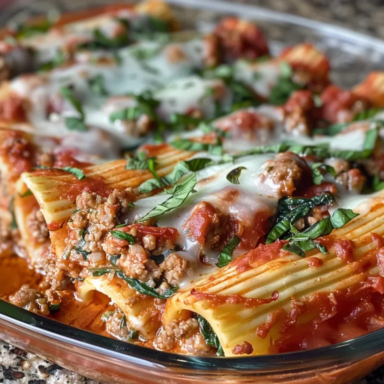 The Italian Sausage Manicotti That Will Steal Your Heart (and Your Dinner Guests’) Close-up view of baked manicotti stuffed with Italian sausage and cheese.