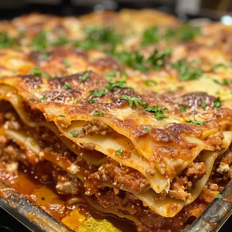 The Million Dollar Lasagna That Will Make You Feel Like a Culinary Rockstar Close-up view of a slice of Million Dollar Lasagna with visible layers and cheese.