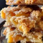 Side view of golden-brown peach cobbler cookies with a crumbly texture.